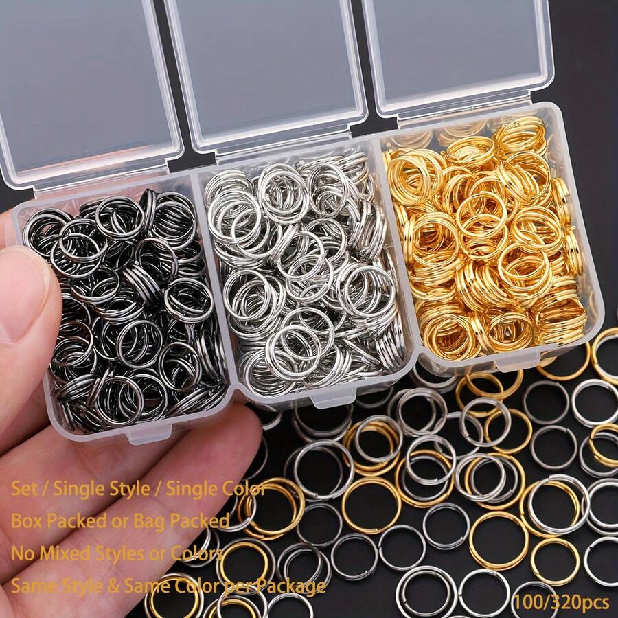100/240pcs 3-Color Open Jump Rings Key Rings Box Decor Kit Flat Rings Jump Rings Jewelry Accessories DIY Phone Chain Keychain Making Handmade Jewelry Accessories Optional - Double Hoop Earrings - View 1
