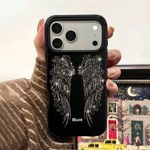 Y2K 時尚可愛亮片暗黑天使翅膀手機保護殼，適用於 iPhone 17 Pro Max 17 Pro 17 16 Pro Max 16 Pro 16 15 Pro Max 15 Pro 15 14 Pro Max 14 Pro 14 13 Pro Max 13 Pro 13，復古少女風防震軟殼後蓋 - 彩色 - 查看 3