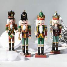 1pc 30CM Wooden Nutcracker Soldier Puppet, Vintage Christmas Decorative Figurine, In Stock - 1PC - View 2