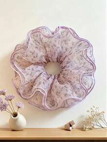 Korean Ins Style Satin Lace Polka Dot Scrunchie Lazy Textured Floral Hair Tie For Bun Hairstyle - Multicolor - View 4
