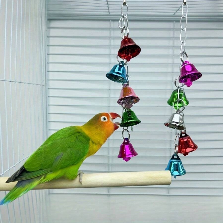 1pc Random Color Parrot Bell Toy, Bird Cage Hanging Swing Accessory