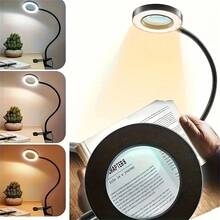LED Lighted Magnifying Glass Clip On Desk Lamp With Flexible Adjustable Metal Support Arm, Illuminated Clamp Magnifying Lamp For Close Work, Reading, DIY, Craft, Painting, Sewing, Jewelry Repair And Esthetician Hobby Use. - 1 - View 7