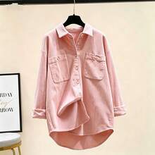 Women's Solid Color Single-Breasted Casual Versatile Everyday Outing Shirt - Pink - View 6