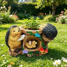 Resin Hedgehog Garden Stake Planter, Outdoor Garden Decor, Perfect Gift For Decorating Garden Lawn And Yard - A - View 10