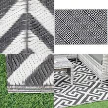 182 X 274 Cm 6x9ft Outdoor Rug Reversible Mat Plastic Straw Rug Portable RV Camping Mat For Garden Deck Picnic Indoor, Black And White - T0001-01-5631 - View 6