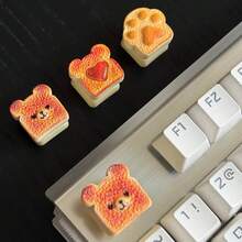 Keycaps Fofas, Urso, Pata de Gato, Keycaps de Pão - tecla - Visão 4
