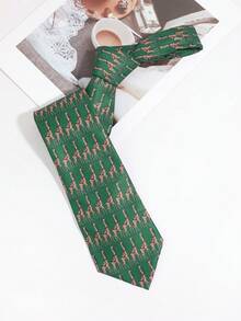1PC Men's Casual Dog/Giraffe Pattern Hand-Tied Tie, Suitable For Business Daily Commute Matching - Multicolor - View 12