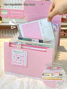 Carpeta de Archivo Acordeón A6, Bolsa Organizadora de Documentos Portátil Expandible de unicolor con Pestañas de Índice, Carpeta Expandible Multifunción, Almacenamiento de Documentos Conveniente, Carpeta Clasificada de Múltiples Capas con Etiquetas, Bolsa de Archivo de Facturas - A - Ver 3