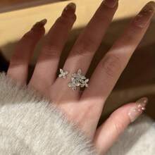 1pc Niche Design Fashion Luxury Exquisite Personalized High-End Minimalist Cubic Zirconia Butterfly Open Ring, Suitable For Women's Daily Wear - Silver - View 6