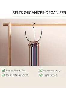 1pc U-Shaped Multi-Function Belt Storage Rack, Stainless Steel Solid Metal Plated Sorting Rack, Tie & Scarf Hanging Rack, Suitable For Ties, Scarves, Vests, Hats, Bras, Shoes Storage Hooks, Also A Perfect Gift For Colleagues, Friends And Family - Black - View 8