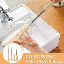 1pc Wooden Handle Nylon Bristle Long Handle Cup Brush, Suitable For Kitchen And Dining Area Cup Cleaning, Stainless Steel And Nylon Material, Suitable For Various Types Of Bottles, Teapots And Containers - Apricot - View 4