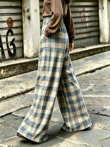Plus Size Women's Long Pants With Printed Pattern And Elastic Waistband - Multicolor - View 4