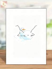 بطاقة عيد الميلاد بتصميم رجل الثلج الفكاهي الوقح - تصميم رجل الثلج المرح، تحيات العطلة الاحتفالية للعائلة والأصدقاء والزملاء - مقاس واحد يناسب الجميع - مشاهدة 3