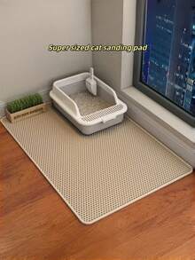 1pc Double Layer Thickened EVA Cat Litter Mat, Washable, Anti-Tracking, Anti-Splashing, Cat Paw Pad, Cat Litter Box Supplies - Khaki - View 7