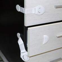 3/4/6/10pcs Drawer Safety Locks, No-Drill Adhesive Locks, Prevent Opening Of Drawers, Cabinets, Refrigerators, White Minimalist Highly Attractive Design, Compact And Portable, Space-Saving, Suitable For Home Storage And Organization Enthusiasts, Can Be Used As A New Home Gift - A - View 8
