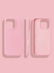 VRNOEI Minimalist Pink Silicone Magnetic Phone Case Compatible With IPhone 17 Pro Max 14 13 12 11 15 16 Pro Max Phone Case With Velvet Wireless Charging Compatible With IPhone Cover Phone Series Case Women's And Men's Phone Cases Accessories - Hot Pink - View 1