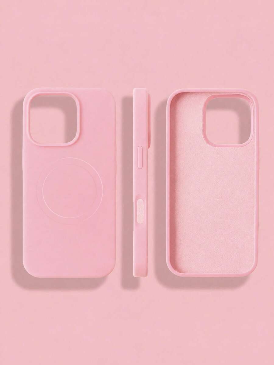 VRNOEI Minimalist Pink Silicone Magnetic Phone Case Compatible With IPhone 17 Pro Max 14 13 12 11 15 16 Pro Max Phone Case With Velvet Wireless Charging Compatible With IPhone Cover Phone Series Case Women's And Men's Phone Cases Accessories - Hot Pink - View 1