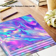 24 Folhas de Papel Decorativo para Scrapbook Holográfico Laser Fluido 6*6 Polegadas, Material de Bottom com Glitter de Penas em Gradiente Iridescente Rosa Azul Roxo em Vórtice, Sem Repetições, Papel Artesanal Estilo INS Girl, Adequado para Scrapbook Sonhador, Cartão de Aniversário de Menina, Embalagem de Caixa de Presente de Maquiagem, DIY Feito à Mão - Quadrado - Visão 4
