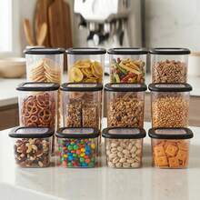 6/24pcs Plastic Food Storage Containers With Lids, Stackable Kitchen Pantry Organizer For Dry Goods, Snacks, Pasta And Meal Prep - Clear - View 8