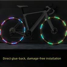 60pcs Rainbow Reflective Wheel Stickers - Waterproof Durable PE Stickers, Self-Adhesive Matte Texture Car.Motorcycle.Bicycle Night Visibility Enhancement Decorative Stickers Car, Bicycle, Motorcycle Reflective Stickers And Cool Night Riding - Multicolor - View 5