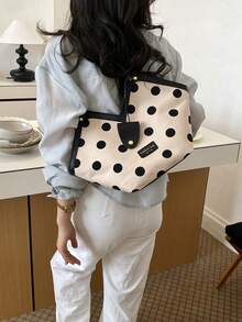 Women's Commuter Bag 2026 New Fashion Versatile Polka Dot Shoulder Bag Large Capacity Tote - Black - View 3