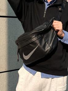 Nike Large Capacity Portable Adjustable Reflective Shoulder Crossbody Bag Waist Pack Unisex Couple Style Black - Black - View 2
