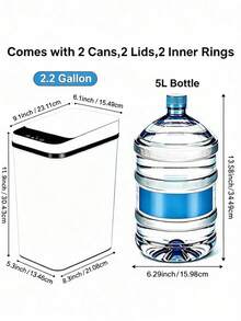 2 Pack 2.2 Gallon Bathroom Trash Cans With Lid Touchless Automatic Motion Sensor Small Slim Garbage Can, Smart Electric Narrow Waterproof Garbage Bin For Bedroom Office Kitchen,Kitchen,Bathroom,Home,Household Suppliers - White - View 3
