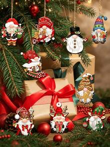 36pcs/24pcs/12pcs Creative Wooden Santa Claus Decorative Hanging Ornaments, Christmas Tree Decoration Wooden Sign Set, Perfect For Christmas Decoration - A - View 9