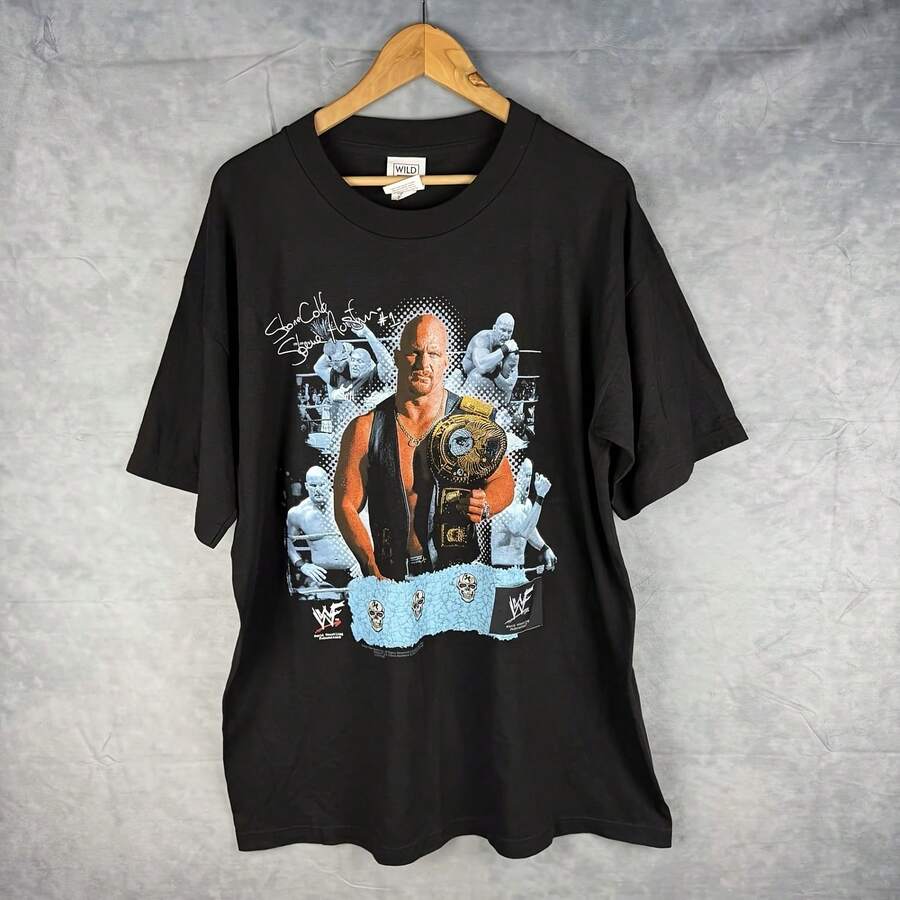 Vintage Stone Cold Steve Austin Shirt Mens XL WWFs Smoking Skull Made In USA 90s - 款式 - 查看 1