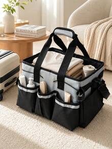 1pc Large Capacity Outdoor Storage Bag (Gray, White), Camping Storage Bag, Cleaning Tool Storage Bag, Storage Bag With Detachable Adjustable Shoulder Strap, Multi-Functional Storage Bag, Crossbody Portable Cleaning Tool Waist Bag, Outdoor Tool Bag, Outdoor Storage Bag, Multi-Functional Storage Bag, Indoor Storage Bag - Multicolor - View 3