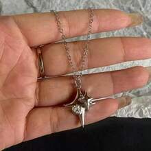 Y2K Cool Silver Star Moon Double Star Necklace Angel Friendship Pendant Long Chain Best Gift For Men And Women - Multicolor - View 3