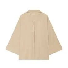 Spring/Summer New Fashion Casual Lapel Linen Blend Wide Sleeve Shirt, Cool-Touch Top, Versatile Slimming Old Money Style - Khaki - View 6