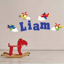 Custom Airplane Name Wall Decal Personalized Aviation Sticker Boy Room Playroom Decor(Sticker Only) - Multicolor - View 5