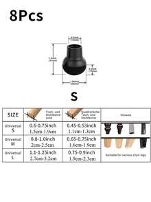 8pcs Solid Wood Floor Chair Leg Protectors, With Felt Pads, Cup-Shaped Leg Caps To Protect Wooden Furniture Legs - Black - View 9