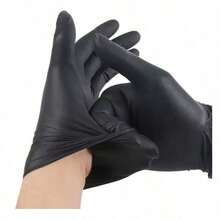 50pcs Black Nitrile Gloves, Latex-Free, Disposable Durable Household Cleaning Gloves, Suitable For Hair Dyeing, Tattooing, Mechanical Maintenance And Cleaning, Multi-Purpose Hand Protection, Kitchen Essential (Bagged) - Black - View 6