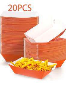 20/10/PCS/Colorful 2lb Paper Food Trays/Boat Trays, Paper Food Containers, Edible Packaging Boxes, For Corn Chips, Hot Dogs, Snacks... - Multi-color [Small Size] - View 20
