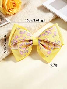 2pcs Yellow Multi-Layer Bow Hair Clips, Floral Print Bow Hair Clips, Suitable For Spring/Summer Wear, Daily And Outing Hair Accessories - Yellow - View 3