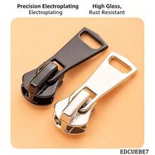 EDCUEBE7 6pcs Zipper Pulls (Size 3, 5, 8) Zinc Alloy Ready-To-Use Universal Sewing Zipper Repair Kit With Buckle And Hook, Durable Metal Zipper Replacement Set For Jackets, Bags And Clothing - Multi-color (6-pack) - View 6