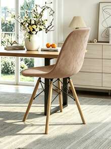 1pc, 2pcs, Solid Color Silver Fox Velvet Fabric, High-Elastic Shell Chair Cover, Nordic-Style Makeup Stool, Wear-Resistant And Scratch-Resistant, Dustproof And Stain-Resistant, Home Essentials.Suitable For Bedroom, Living Room, Dining Room, And Hotel. - Light Coffee - View 12