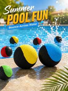 Water Bouncing Ball, TPR Gel Core Skip Ball For Pool Beach Lake, Splash Ball Summer Outdoor Water Toy For Adults Family Fun, Floating Reusable - 彩色 - 查看 1