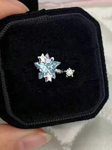 1件極簡酷感美學超亮星形耳釘吊墜耳環，軟骨耳環，流蘇垂墜耳環，百搭款 - 彩色 - 查看 4