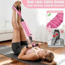Multifunctional Foot Pedal Resistance Band Set With Handles And Leg Training Straps, Sit-Up Assist Device, Home Yoga Fitness Stretching Rope For Waist, Abdomen, Legs And Arms Shaping - A - View 4