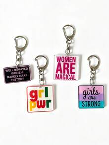 1pc/4pcs Positive Energy Girl Power Series Keychain, Faith Pendant, Backpack Accessory, Bag Charms Decoration, Gifts For Family, Friend, Colleague - Multicolor - View 1