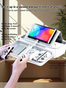 Switch 2 攜帶收納包 黑白款，相容原裝充電器與底座，大容量一體式旅行包，可收納主機、2 個 Joy-Con 控制器與遊戲卡，便攜手持保護袋，防震防刮防滑 - 查看 7