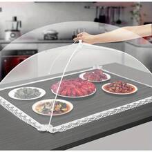 Thickened Large Mesh Food Cover For Dining Table - Portable Dustproof Kitchen Gadget, Decorated With Elegant Lace Trim, Perfect For Outdoor Barbecues And Family Gatherings, Outdoor Dining Cover |   Decorative Table Cover |   Durable Mesh Cover - White 31.5*23.62 Inches - View 5