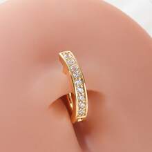 1pc Curved Smooth Bar Zirconia Navel Piercing Jewelry Body Piercing Stud - Multicolor - View 2