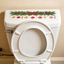 1pc Christmas Fir Pine Branches Sticker For Toilet Decor, Suitable For Bathroom And Toilet Decoration Stickers, PVC Removable Sticker - Christmas Fir Pine Branch - View 3