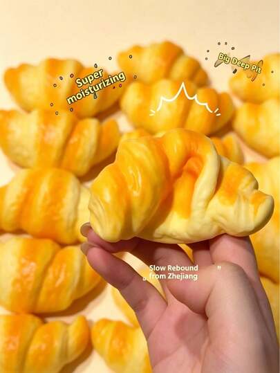 1pc Realistic Croissant Bread Shaped Slow Rebound Stress Relief Toy, Soft PU Material, Comfortable Touch. Soft Pressure-Resistant , Suitable For Teens And Adults. Perfect Gift For Holidays, Birthdays, Christmas, Halloween And Parties