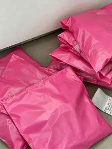 10/100 piezas Bolsas de envío de plástico rosa, suministros de transporte de comercio electrónico, material PE súper resistente, autosellado, múltiples tamaños, adecuado para envíos en picos de vacaciones, empaque de promoción de Acción de Gracias, envío de regalos de Año Nuevo - Rosa fucsia - Ver 3