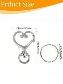 20/80pcs Heart Shaped Rotating Hooks With Key Rings - (Keychain + Key Ring) Keychain Making Accessories, Jewelry Making Accessories, DIY Handmade, Jewelry - Multicolor - View 3